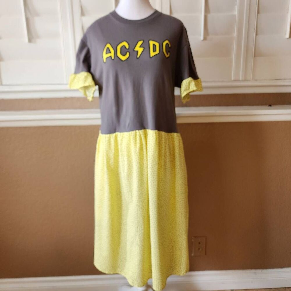 Gildan AC/DC Upcycle Tshirt Dress Size Medium
